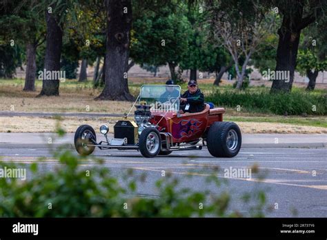 A Ford T Bucket Hot Rod At The North Modesto Kiwanis American Graffiti Car Show Festival Stock