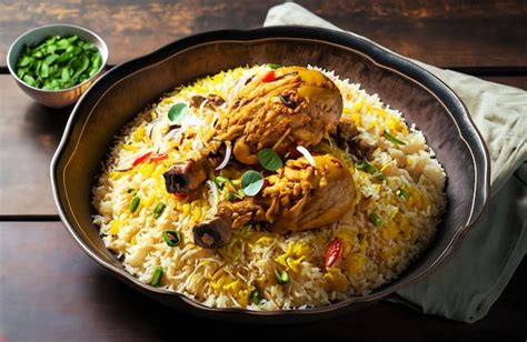 Biryani De Poulet Gastronomique Avec Du Riz Basmati Cuit à La Vapeur