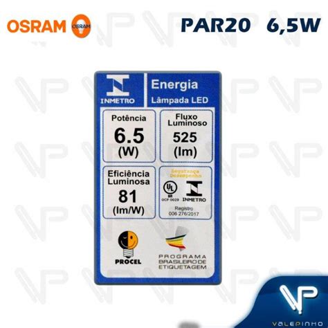 LÂMPADA LED PAR20 OSRAM 5 5W BR QUENTE E27 BIVOLT OSRAM VALEPINHO