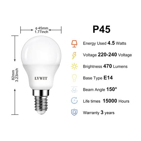 Ampoule Led E14 Led P45 470lm 6 Pièces 6500k Lvwit