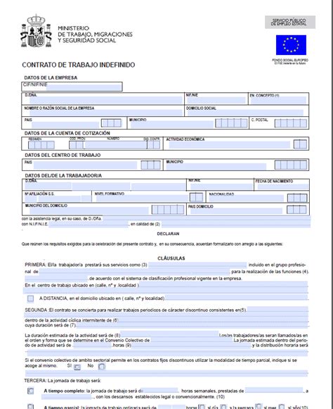 Ejemplo De Contrato De Trabajo Temporal Word Images