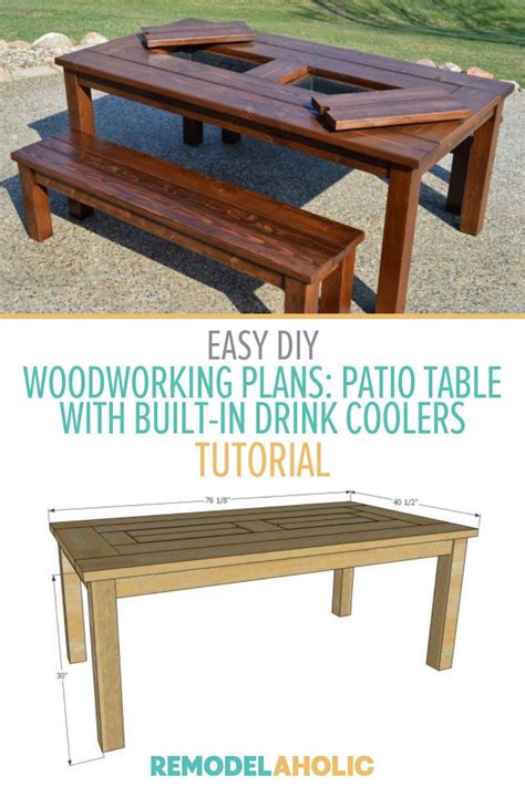 Woodworking Plans Patio Table With Built In Drink Coolers Porch