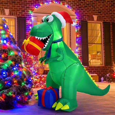 Costway Ft Christmas Inflatable Dinosaur Indoor Outdoor Christmas