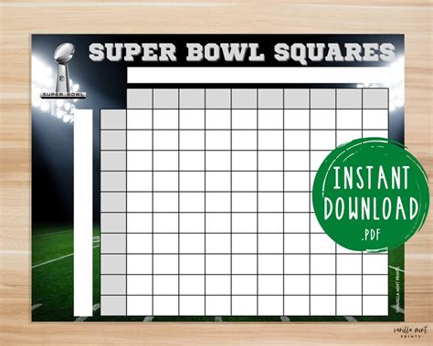 Super Bowl Squares Game Super Bowl Party Games Printable Etsy Hong Kong