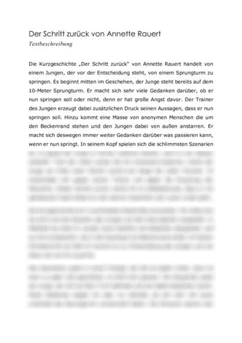 Eine Sammlung Von Interpretationen Zu Der Schritt Zur Ck Von Anette