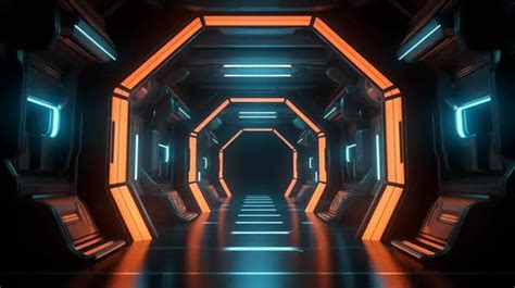 Adegan 3d Neon Sci Fi Menampilkan Podium Tampilan Produk Futuristik