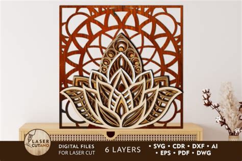 3d Layered Mandala Lotus Graphic By Lasercutano · Creative Fabrica