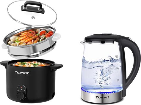 Topwit Electric Cooker With Steamer 1 5l Non Stick Ramen