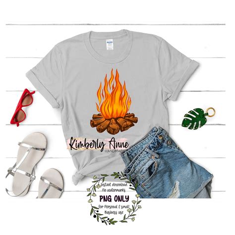 Campfire Fire Tee Design Png Sublimation Printable Camping Outdoors Wilderness Orange