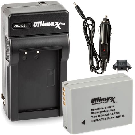 Ultimaxx Rapid Home Travel Charger With NB 10L Extended Life Battery