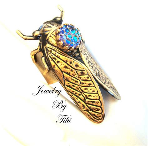 Cicada Bug Ring Custom Handmade With Iridescent Dragon Skin Or