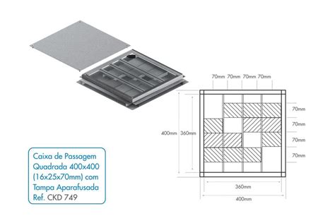 Caixa De Passagem Quadrada X X X Mm Tampa Aparafusada