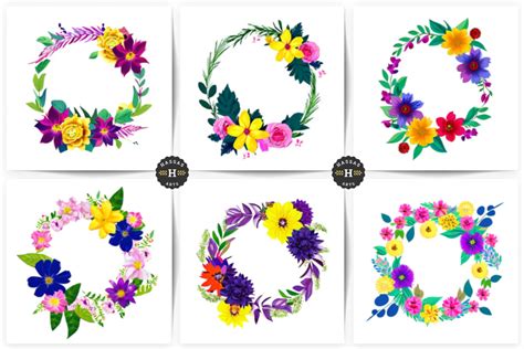 Flowers Wreaths Collection Graphic By Hassas Arts Creative Fabrica