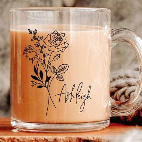 Customizable Birth Month Flower Mug Personalized Mug T For Etsy