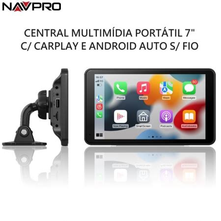 Central Multimidia Portatil 7 10 polegadas conexão Carplay