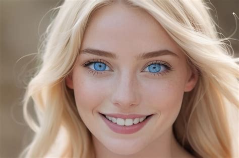Premium Photo Beautiful Blonde Woman Smiling White Teeth Smile