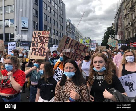 People Participate In A Black Lives Matter Protest Rally March Along