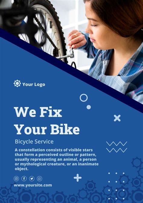 Free Geometric Fix Your Bike Mechanic Flyer Template