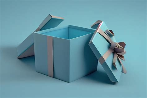 Premium Photo | Blue gift box open or blank present box with blue ribbon and bow isolated ...