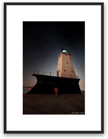 Ludington North Breakwater Lighthouse At Night Framed Print By Adam