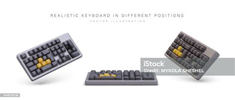 Set Of Realistic Black Keyboards With Shadows Wireless Device For