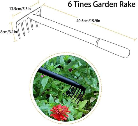 Garden Hand Rake Metal Teeth Garden Cultivator Rake Small Tiller