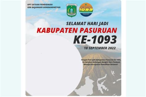 4 Twibbon HUT Kabupaten Pasuruan 2022 Ke 1093 Bingkai Foto Berdesain