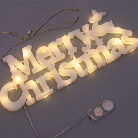 Merry Christmas Lights Sign Christmas Decorations Battery Powered ...