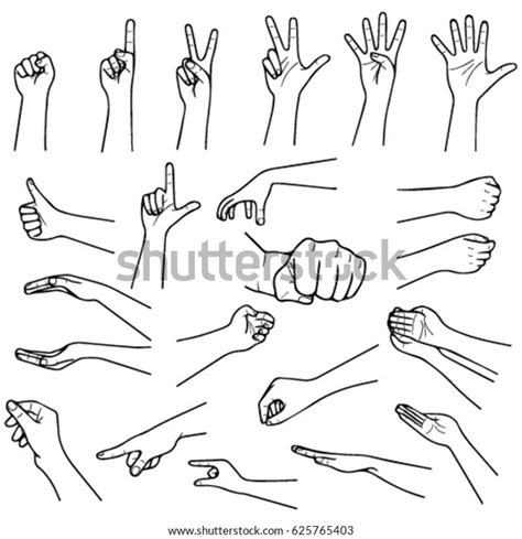 Set Hand Gestures Outline Vector De Stock Libre De Regal As