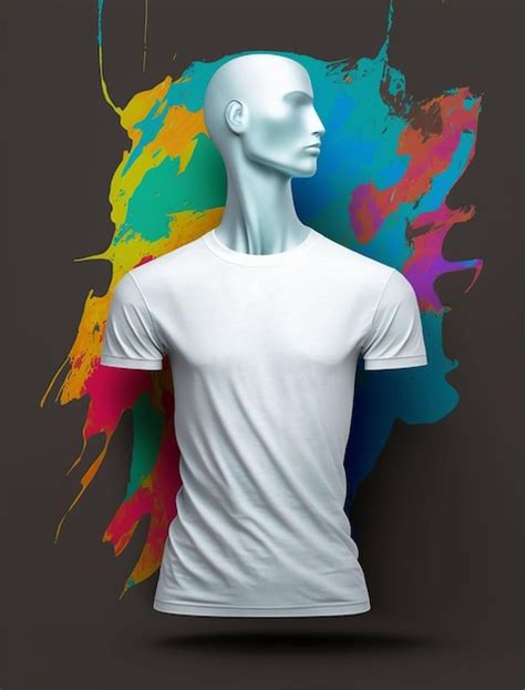 Un maniquí con una camiseta blanca y un fondo colorido Foto Premium