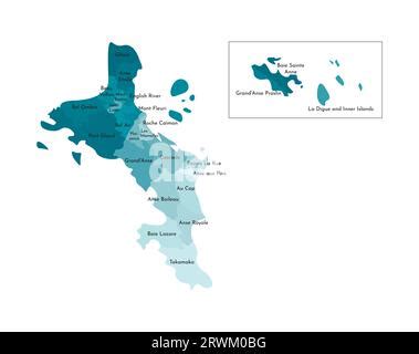 Seychelles Map Administrative Division With Region Names Color Map