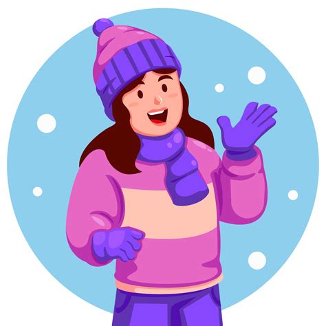 Girl wearing a winter hat and gloves 34946598 Vector Art at Vecteezy