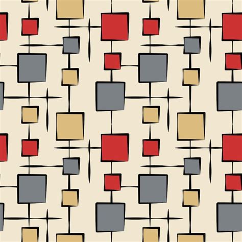 Premium Vector Mid Century Modern Geometric Seamless Pattern In Red