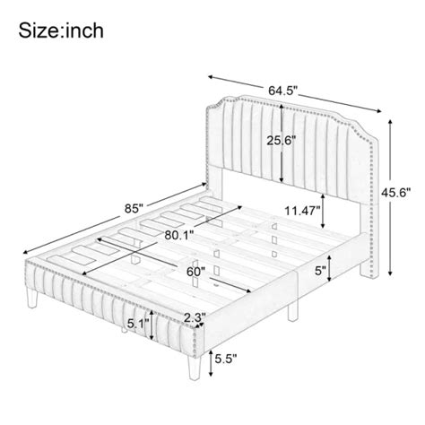 Dropship Modern Linen Curved Upholstered Platform Bed Solid Wood