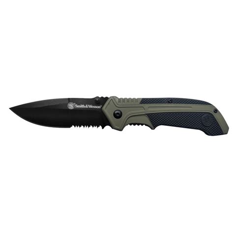 Smith And Wesson® 1100036 S A Od Green Drop Point Folding Knife Smith And Wesson