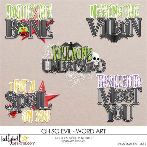 Oh So Evil Word Art - Kellybell Designs