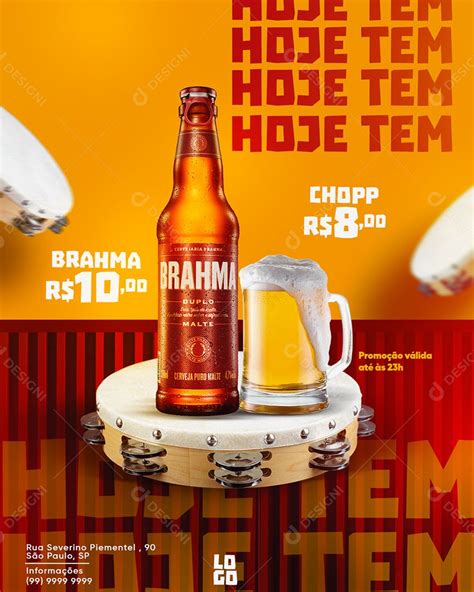 Social Media Post Bar Hoje Tem Brahma E Chopp Psd Editável [download