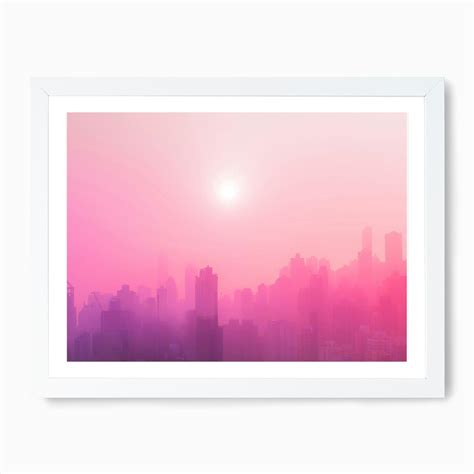 Pink City Skyline Art Print by Mambo - Fy