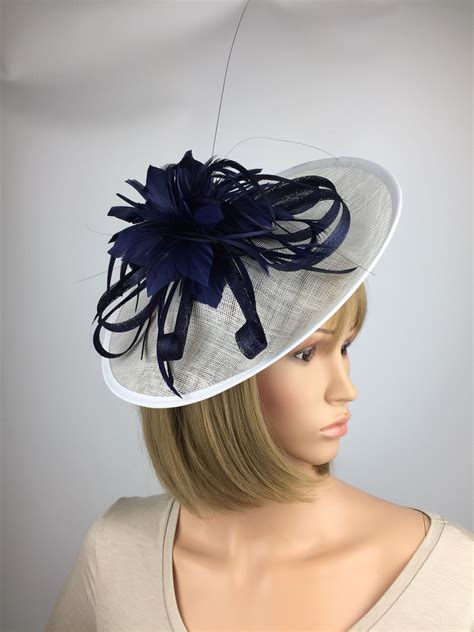 Navy Fascinator Dark Navy Blue Fascinator On Headband Feathers Etsy Uk Blue Fascinator Navy