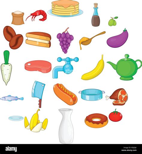 Culinary Icons Set Cartoon Style Stock Vector Image Art Alamy