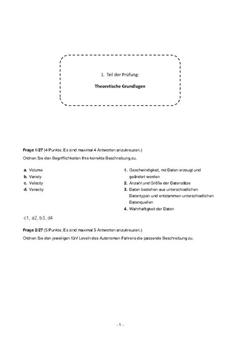 Probeklausur Roland Mainka Köln Frage 1 27 4 Punkte Es sind maximal