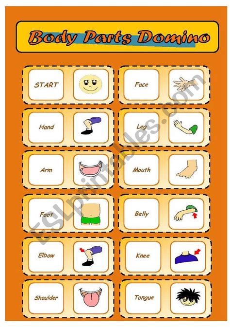 Body Parts Domino Esl Worksheet By Saramariam