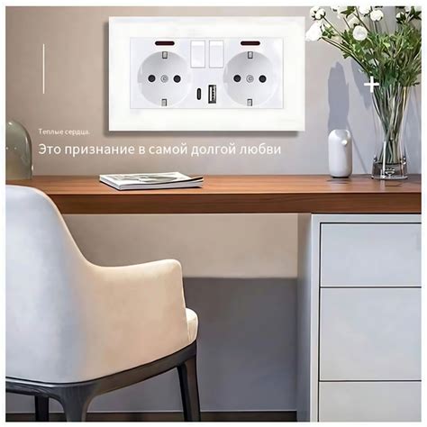 Розетка с двумя контактами с USB/TYPE-C быстрая зарядка 20W PD, белого ...