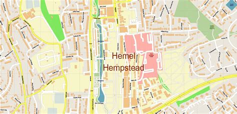 Hemel Hempstead Uk Pdf Vector Map City Plan High Detailed Street Map