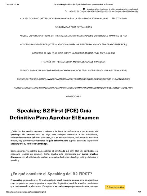 Speaking B2 First Fce Guía Definitiva Para Aprobar El Examen Pdf