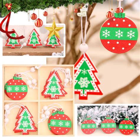 Christmas Decorations Outdoor 12pcs Christmas Wooden Hanging Ornaments ...