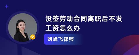 没签劳动合同离职后不发工资怎么办刘峰飞律师律师问答 华律•精选解答