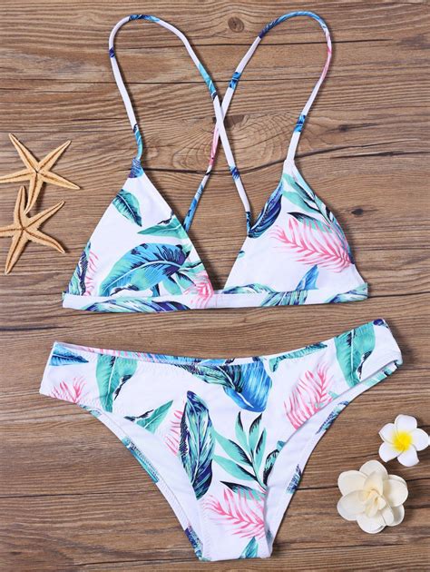 33 OFF Tropical Leaf Bikini Set Rosegal