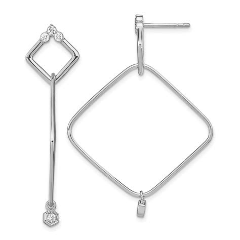 Buy Sterling Silver Rp Cz Geometric Post Dangle Earrings 47 Mm Apmex