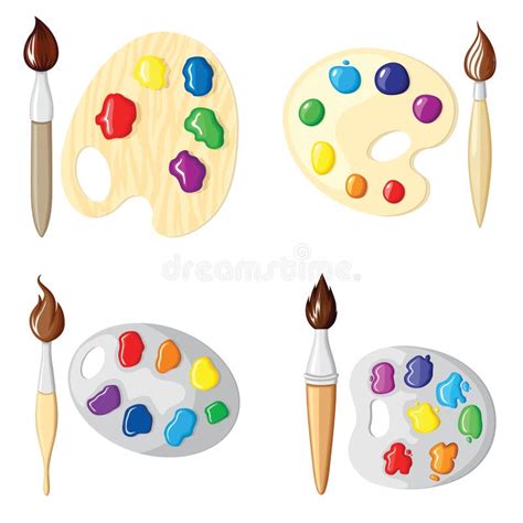 Pincel De Dibujos Animados Y Paleta De Pinturas Ilustraci N Del Vector